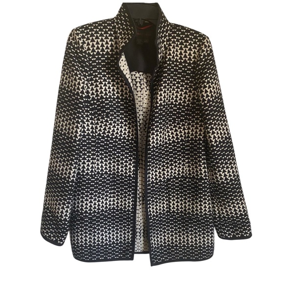 $795 NINA MCLEMORE JACQUARD DIAMOND WOOL BLEND OFFICE SIREN DESIGNER CAR COAT6 - Picture 2 of 15